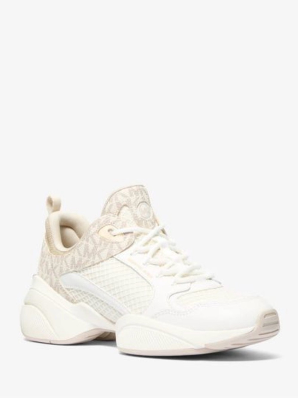 Michael Kors Size 8 Women’s Bowie Trainer Diamond Mesh Sneakers Vanilla NEW